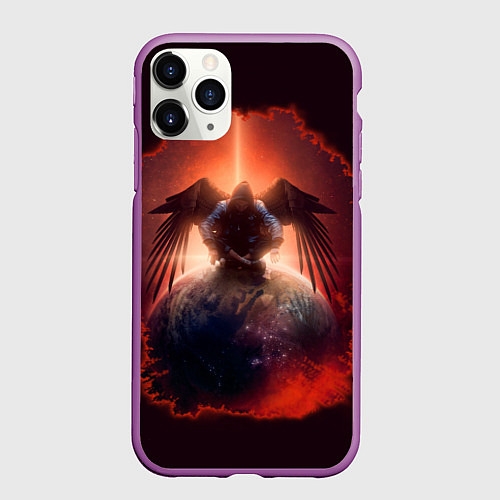 Чехол iPhone 11 Pro матовый АНГЕЛ / 3D-Фиолетовый – фото 1