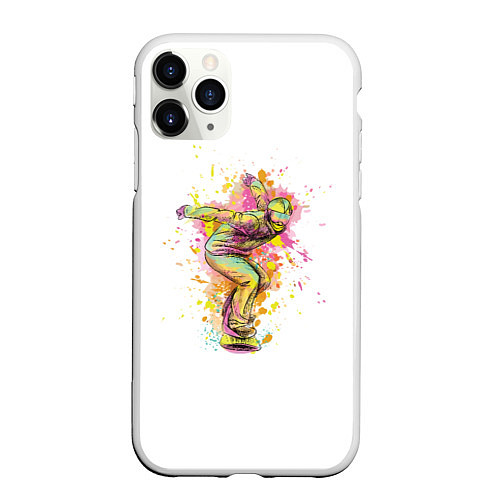 Чехол iPhone 11 Pro матовый Сноуборд / 3D-Белый – фото 1