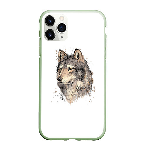 Чехол iPhone 11 Pro матовый Волк / 3D-Салатовый – фото 1