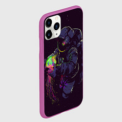 Чехол iPhone 11 Pro матовый Медуза и космонавт, цвет: 3D-фиолетовый — фото 2