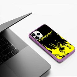 Чехол iPhone 11 Pro матовый CYBERPUNK 2077, цвет: 3D-фиолетовый — фото 2