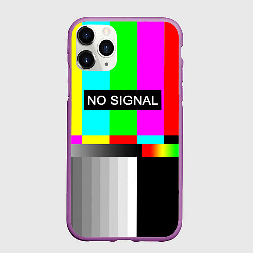 Чехол iPhone 11 Pro матовый NO SIGNAL / 3D-Фиолетовый – фото 1