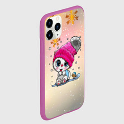 Чехол iPhone 11 Pro матовый Новогодний кот, цвет: 3D-фиолетовый — фото 2