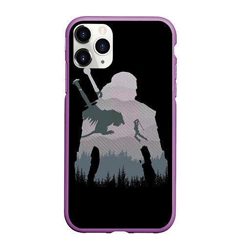 Чехол iPhone 11 Pro матовый The Witcher / 3D-Фиолетовый – фото 1