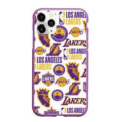 Чехол iPhone 11 Pro матовый LAKERS LOGO, цвет: 3D-фиолетовый