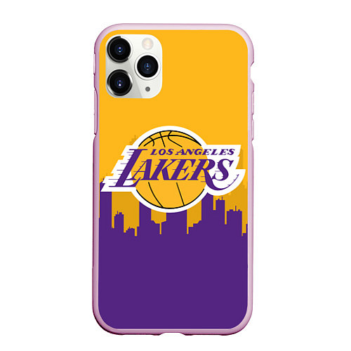 Чехол iPhone 11 Pro матовый LOS ANGELES LAKERS / 3D-Розовый – фото 1