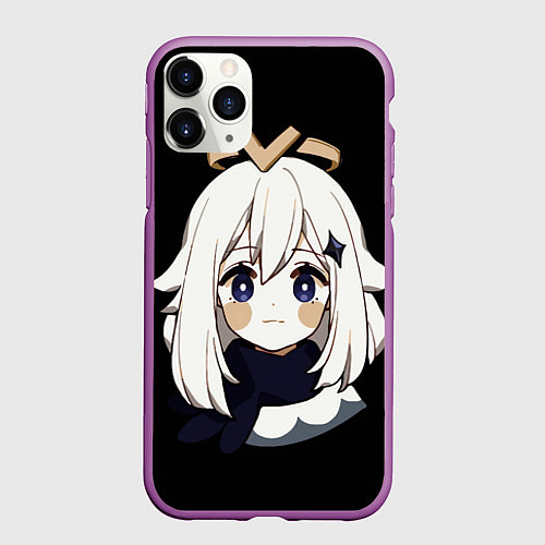 Чехол iPhone 11 Pro матовый Genshin Impact Paimon / 3D-Фиолетовый – фото 1