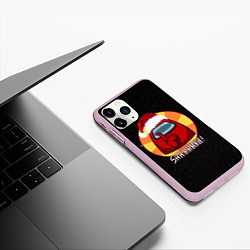 Чехол iPhone 11 Pro матовый Новогодний Among us, цвет: 3D-розовый — фото 2