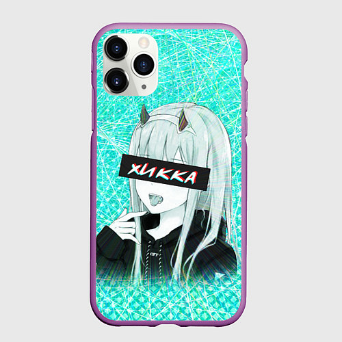Чехол iPhone 11 Pro матовый Zero Two Хикка / 3D-Фиолетовый – фото 1