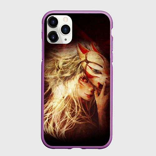 Чехол iPhone 11 Pro матовый Кицуне / 3D-Фиолетовый – фото 1