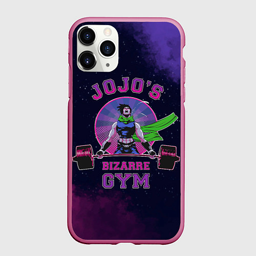 Чехол iPhone 11 Pro матовый JoJo’s Bizarre Adventure Gym / 3D-Малиновый – фото 1