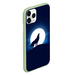 Чехол iPhone 11 Pro матовый Воющий на луну, цвет: 3D-салатовый — фото 2