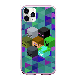 Чехол iPhone 11 Pro матовый Minecraft, цвет: 3D-розовый