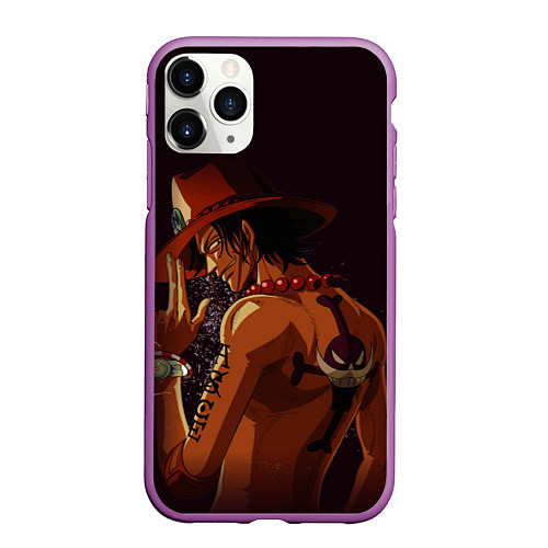 Чехол iPhone 11 Pro матовый One Piece Портгас Д Эйс / 3D-Фиолетовый – фото 1
