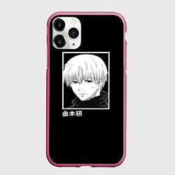 Чехол iPhone 11 Pro матовый Кен Канеки, цвет: 3D-малиновый