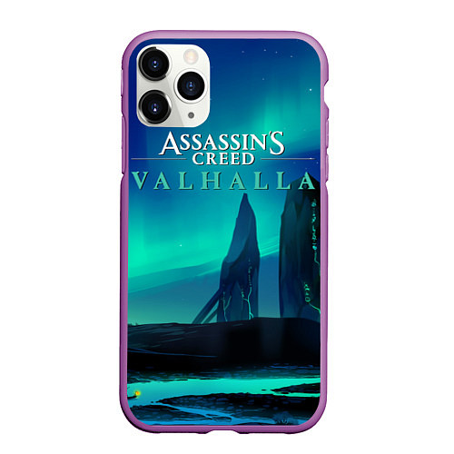 Чехол iPhone 11 Pro матовый ASSASSINS CREED VALHALLA / 3D-Фиолетовый – фото 1