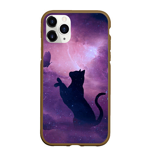 Чехол iPhone 11 Pro матовый Star Cat / 3D-Коричневый – фото 1