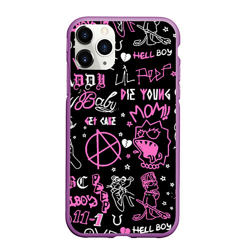 Чехол iPhone 11 Pro матовый LIL PEEP / 3D-Фиолетовый – фото 1