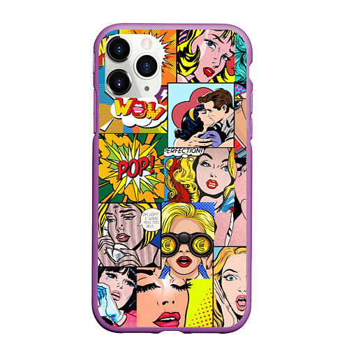 Чехол iPhone 11 Pro матовый Pop Art / 3D-Фиолетовый – фото 1