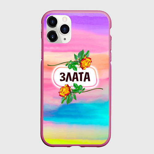 Чехол iPhone 11 Pro матовый Злата / 3D-Малиновый – фото 1
