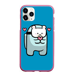 Чехол iPhone 11 Pro матовый Nyan Cat Among Us, цвет: 3D-малиновый