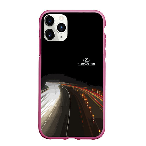 Чехол iPhone 11 Pro матовый Night route / 3D-Малиновый – фото 1