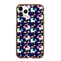 Чехол iPhone 11 Pro матовый Unicorn pattern, цвет: 3D-коричневый