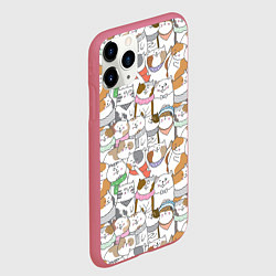 Чехол iPhone 11 Pro матовый Большая семья котиков, цвет: 3D-малиновый — фото 2