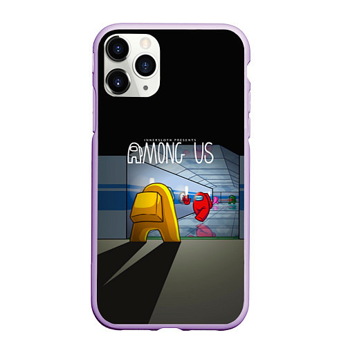 Чехол iPhone 11 Pro матовый Among Us in the tunnel / 3D-Сиреневый – фото 1