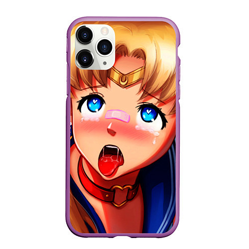 Чехол iPhone 11 Pro матовый SAILOR MOON AHEGAO / 3D-Фиолетовый – фото 1