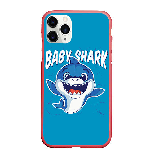 Чехол iPhone 11 Pro матовый Baby Shark / 3D-Красный – фото 1