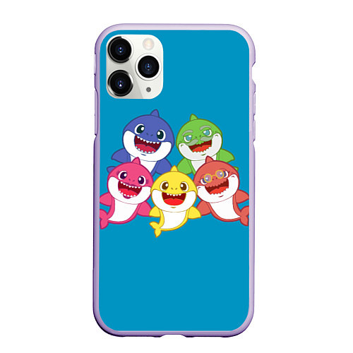 Чехол iPhone 11 Pro матовый Baby Shark / 3D-Светло-сиреневый – фото 1