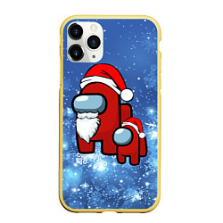 Чехол iPhone 11 Pro матовый Among us New year, цвет: 3D-желтый