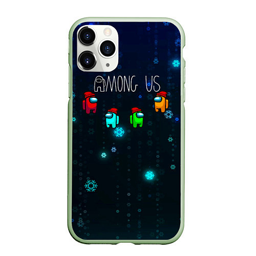 Чехол iPhone 11 Pro матовый Among Us / 3D-Салатовый – фото 1