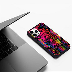Чехол iPhone 11 Pro матовый  Слон с орнаментом, цвет: 3D-черный — фото 2