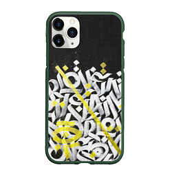Чехол iPhone 11 Pro матовый GRAFFITY, цвет: 3D-темно-зеленый