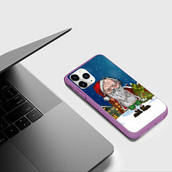 Чехол iPhone 11 Pro матовый Уставший Санта, цвет: 3D-фиолетовый — фото 2