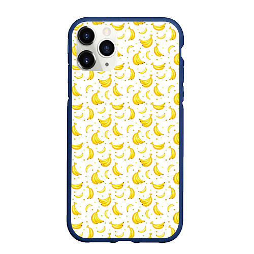 Чехол iPhone 11 Pro матовый Банановый рай / 3D-Тёмно-синий – фото 1