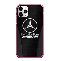 Чехол iPhone 11 Pro матовый MERCEDES-BENZ, цвет: 3D-малиновый