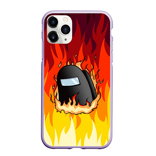 Чехол iPhone 11 Pro матовый Among Us Fire Z / 3D-Светло-сиреневый – фото 1