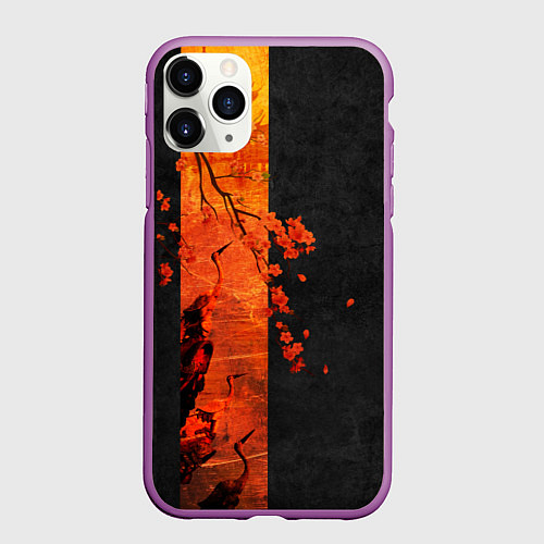 Чехол iPhone 11 Pro матовый ЦАПЛЯ / 3D-Фиолетовый – фото 1