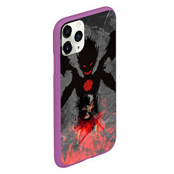 Чехол iPhone 11 Pro матовый Черный клевер, цвет: 3D-фиолетовый — фото 2