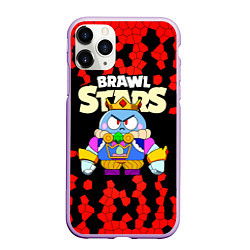 Чехол iPhone 11 Pro матовый Brawl StarsKing Lou, цвет: 3D-сиреневый