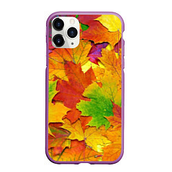 Чехол iPhone 11 Pro матовый Осенние листья, цвет: 3D-фиолетовый