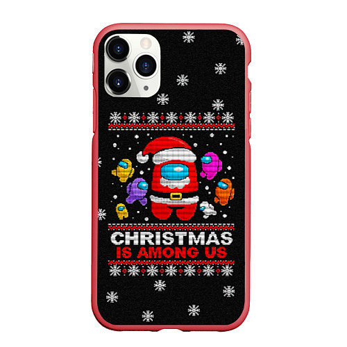Чехол iPhone 11 Pro матовый Among Us Рождество / 3D-Красный – фото 1