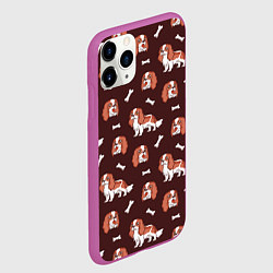 Чехол iPhone 11 Pro матовый Спаниели, цвет: 3D-фиолетовый — фото 2