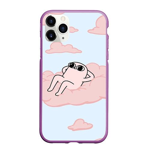 Чехол iPhone 11 Pro матовый Мем / 3D-Фиолетовый – фото 1
