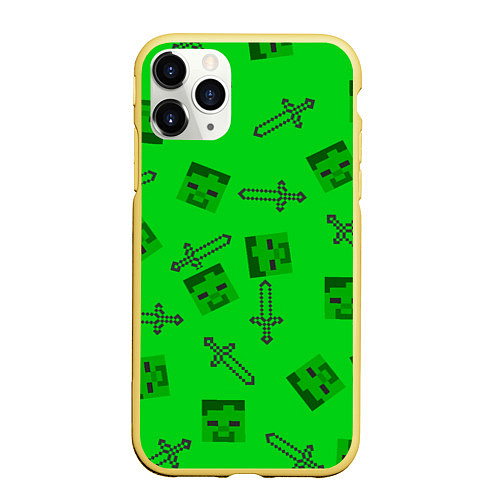 Чехол iPhone 11 Pro матовый Minecraft / 3D-Желтый – фото 1