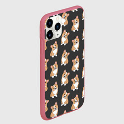 Чехол iPhone 11 Pro матовый Корги малыши, цвет: 3D-малиновый — фото 2