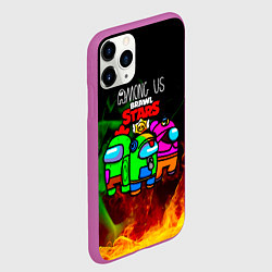 Чехол iPhone 11 Pro матовый Among Us Brawl StarS, цвет: 3D-фиолетовый — фото 2